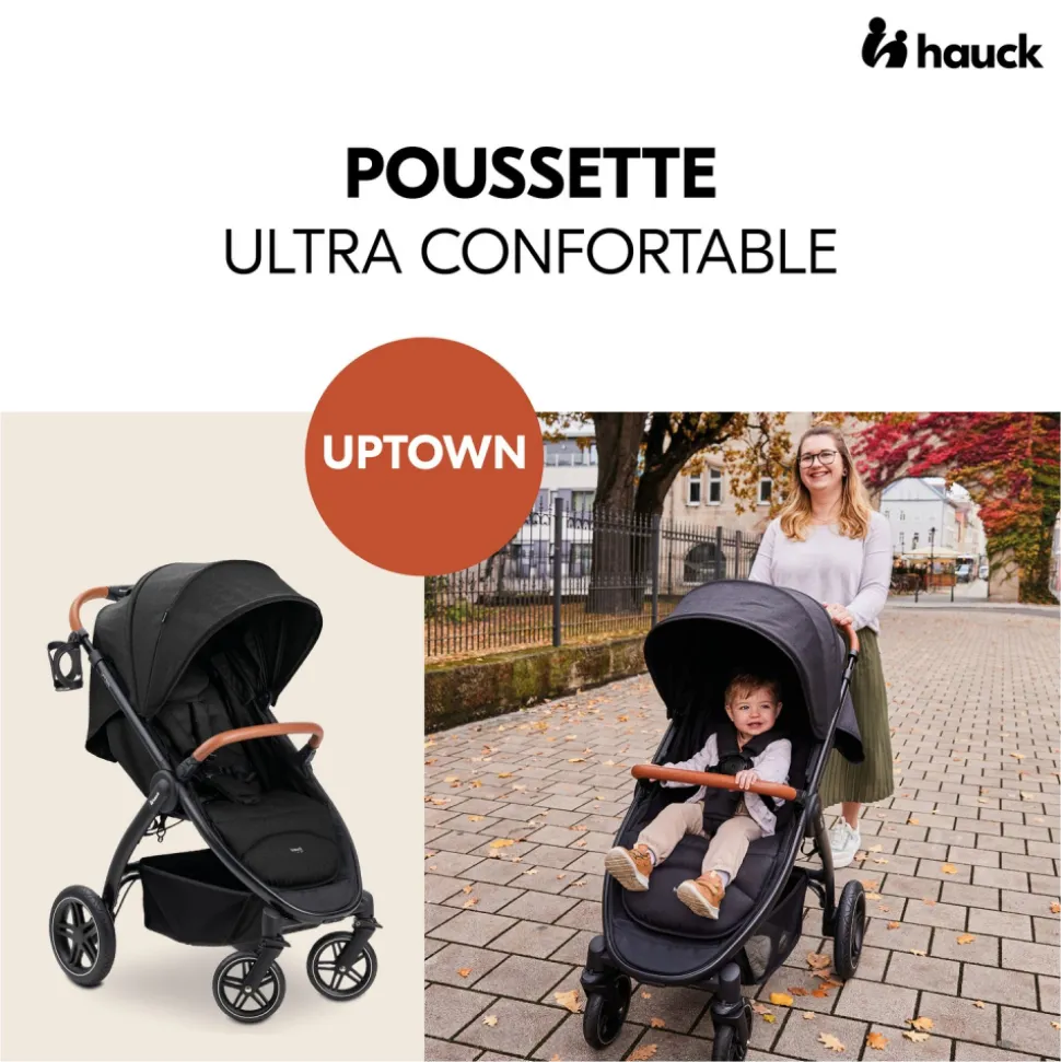 Poussette 4 roues uptown black melange black