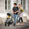 Poussette 4 roues uptown black melange grey