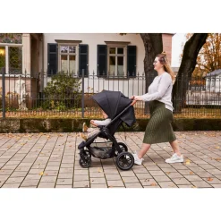 Poussette 4 roues uptown black melange grey