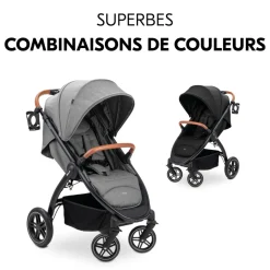 Poussette 4 roues uptown black melange grey