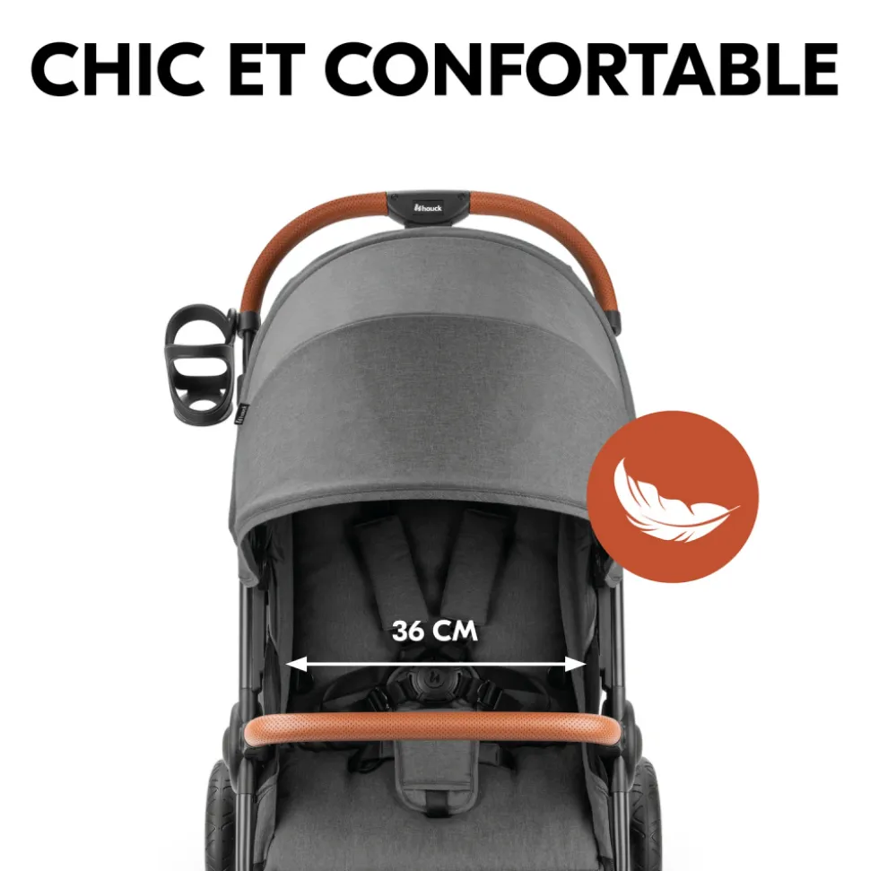 Poussette 4 roues uptown black melange grey