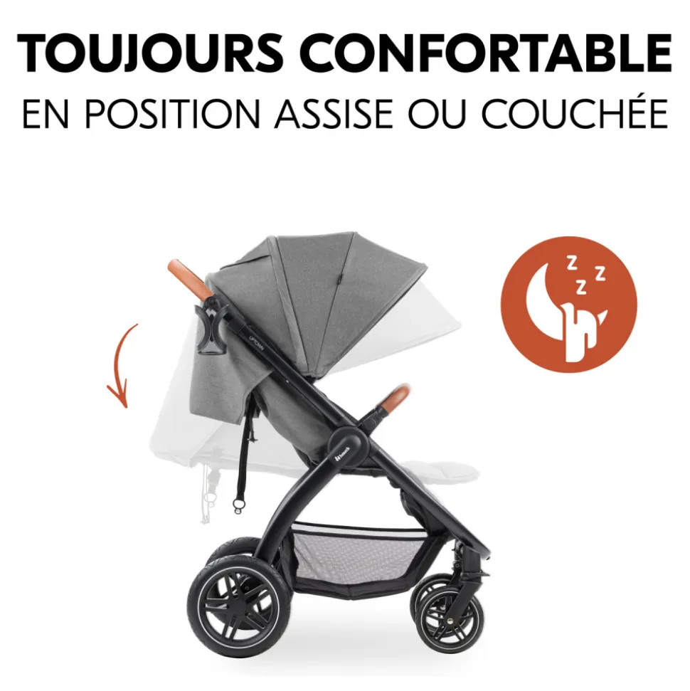 Poussette 4 roues uptown black melange grey