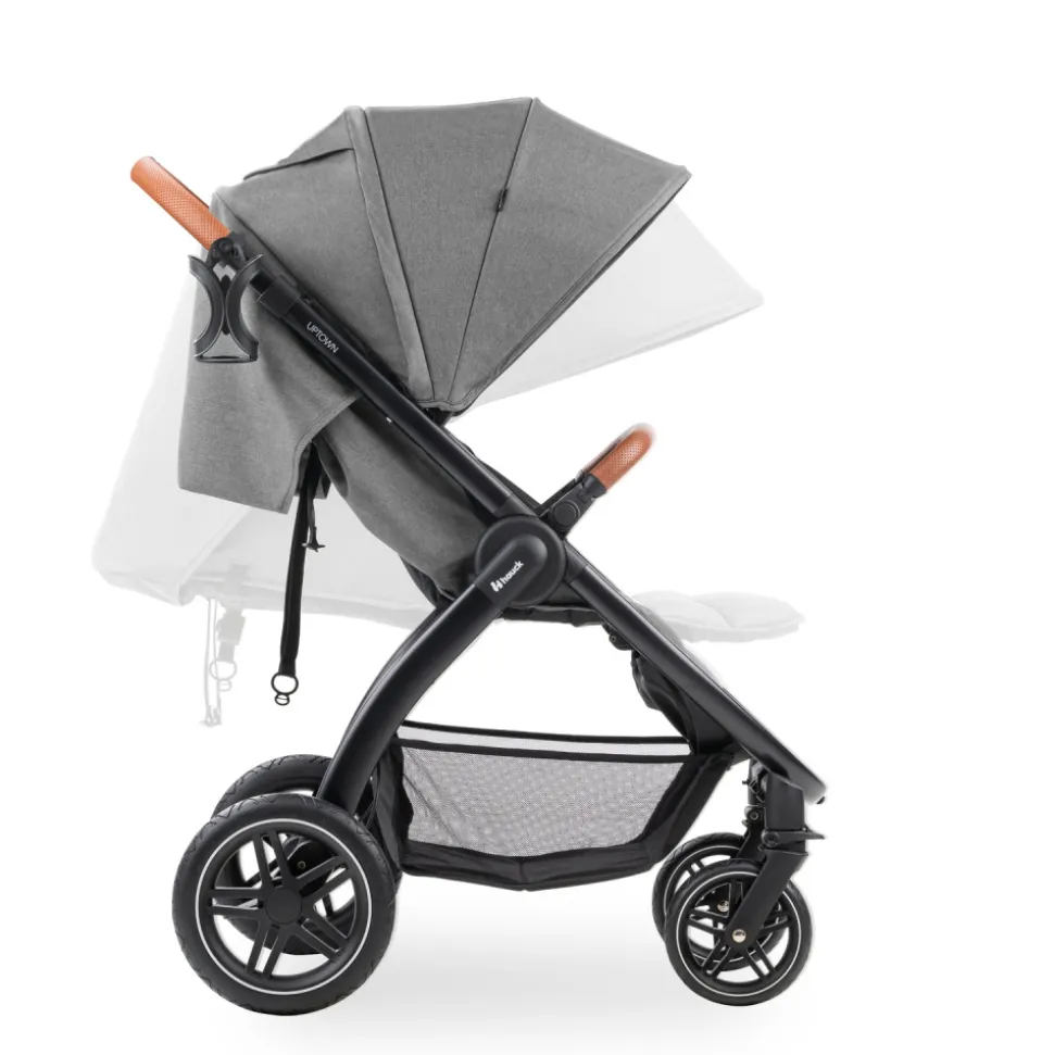 Poussette 4 roues uptown black melange grey