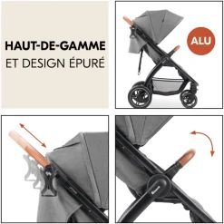Poussette 4 roues uptown black melange grey