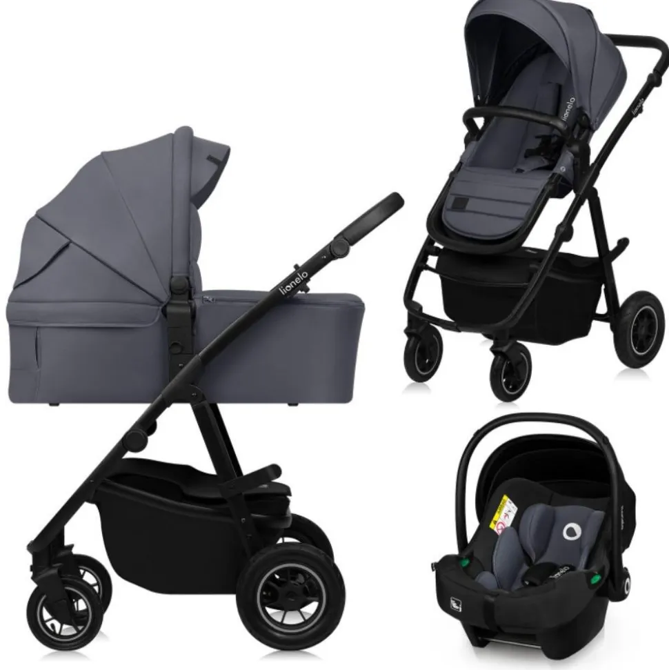 Poussette trio amber + nacelle + coque grey graphite
