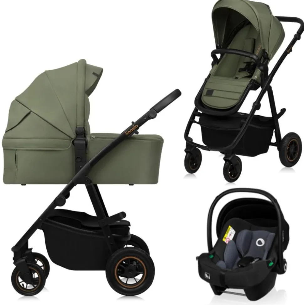 Poussette trio amber + nacelle + coque green forest