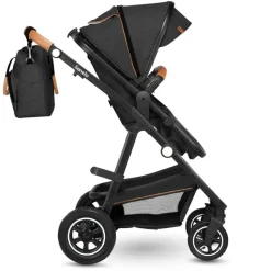 Poussette trio amber + nacelle + coque grey graphite