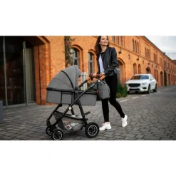 Poussette trio amber + nacelle + coque grey graphite