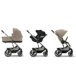 Poussette trio balios s lux 3 almond beige + siège auto aton b2 i-size + nacelle