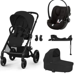 Poussette trio balios s lux 3 moon black + siège auto cloud g i-size + nacelle + base g3