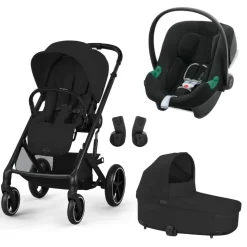 Poussette trio balios s lux 3 moon black + siège auto aton b2 i-size + nacelle
