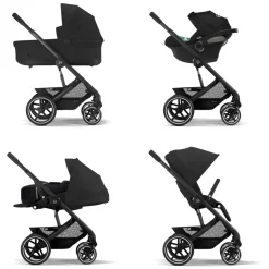 Poussette trio balios s lux 3 moon black + siège auto aton b2 i-size + nacelle