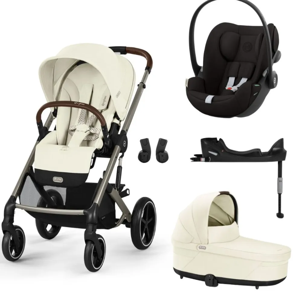 Poussette trio balios s lux 3 seashell beige + siège auto cloud g i-size + nacelle + base g3
