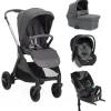 Poussette trio bellagio 2 + first seat recline + nacelle flexi + fullseat 360 avec base black satin