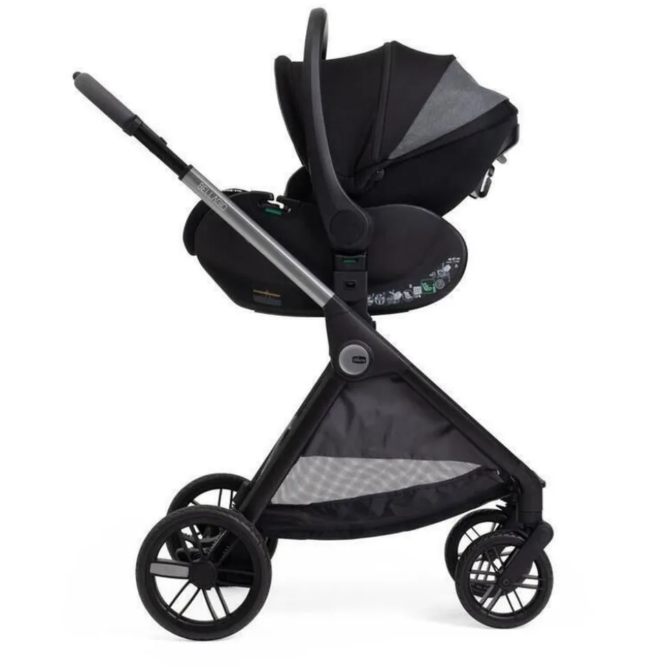 Poussette trio bellagio 2 + first seat recline + nacelle flexi + fullseat 360 avec base black satin