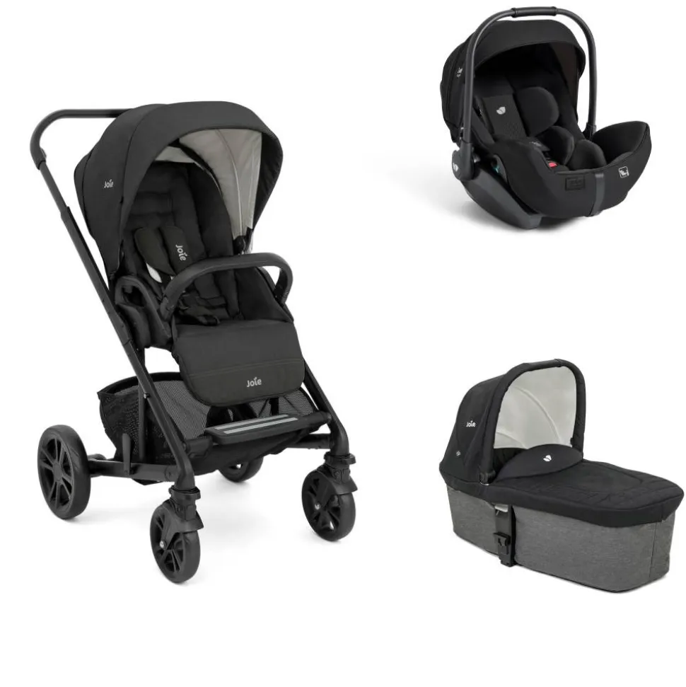 Poussette trio chrome shale + siège auto i-level pro eclipse + nacelle chrome shale noir