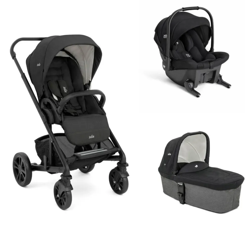 Poussette trio chrome shale + siège auto sprint eclipse + nacelle chrome shale noir