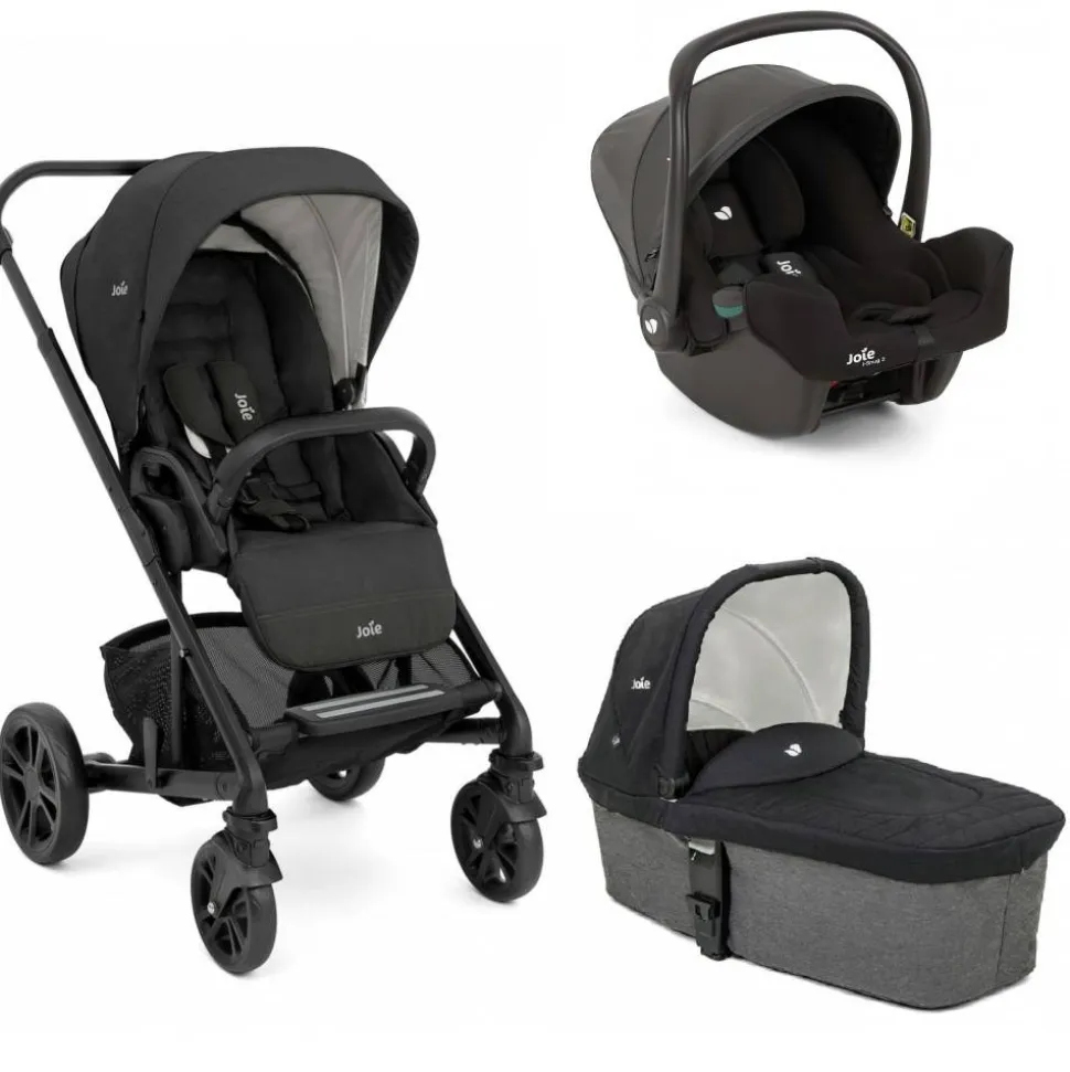 Poussette trio chrome + siège auto i-snug 2 + nacelle chrome shale noir