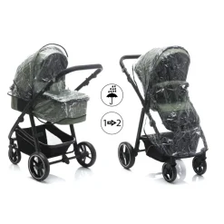 Poussette trio combinée 3en1 jaguar vert chiné