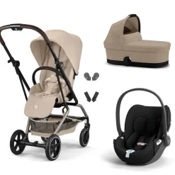 Poussette trio eezy s twist+ 2 pivotante almond beige avec nacelle cot s et siège auto cloud t i-size