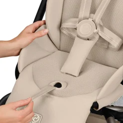 Poussette trio eezy s twist+ 2 pivotante almond beige avec nacelle cot s et siège auto aton b2 i-size