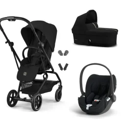 Poussette trio eezy s twist+ 2 pivotante magic black avec nacelle cot s et siège auto cloud t i-size tissu plus