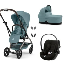 Poussette trio eezy s twist+ 2 pivotante stormy blue avec nacelle cot s et siège auto cloud g i-size
