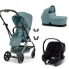 Poussette trio eezy s twist+ 2 pivotante stormy blue avec nacelle cot s et siège auto aton b2 i-size