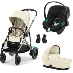 Poussette trio e-gazelle s seashell beige + siège auto aton b2 i-size + nacelle s