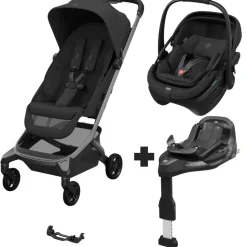 Poussette trio fame cabin + siège auto coral slide pro + base slide pro onyx black