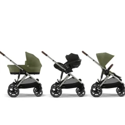 Poussette trio gazelle s moss green + siège auto cloud g i-size + nacelle s + base g
