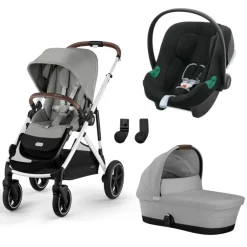 Poussette trio gazelle s stone grey + siège auto aton b2 i-size + nacelle s