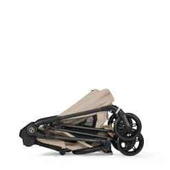 Poussette trio melio carbon 6 almond beige avec siège auto cloud t i-size tissu plus et nacelle