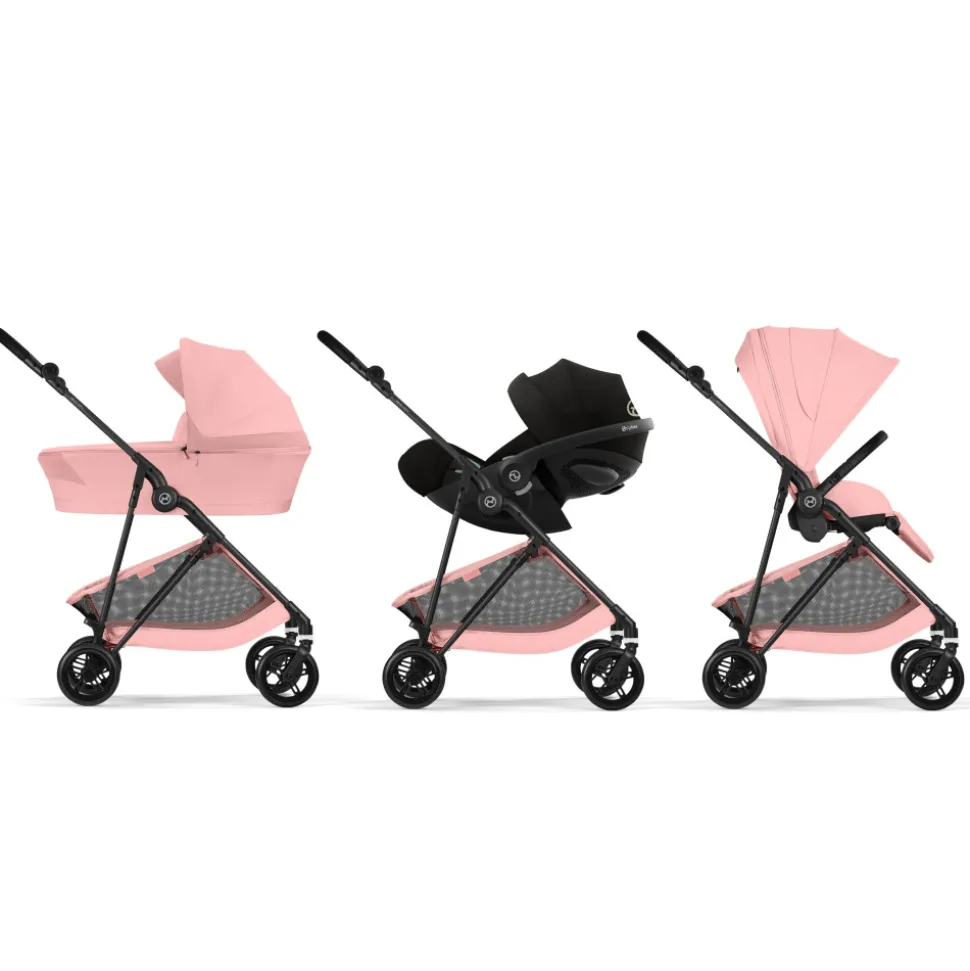 Poussette trio melio carbon 6 candy pink avec siège auto cloud t i-size et nacelle