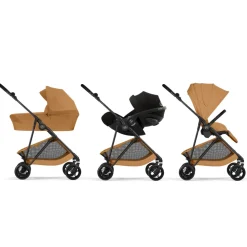 Poussette trio melio carbon 6 cinnamon yellow avec siège auto cloud t i-size et nacelle