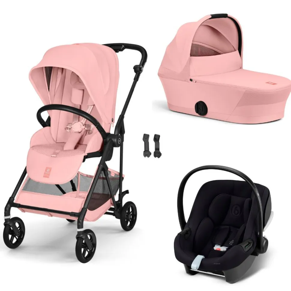 Poussette trio melio carbon 6 candy pink avec siège auto aton b2 i-size et nacelle