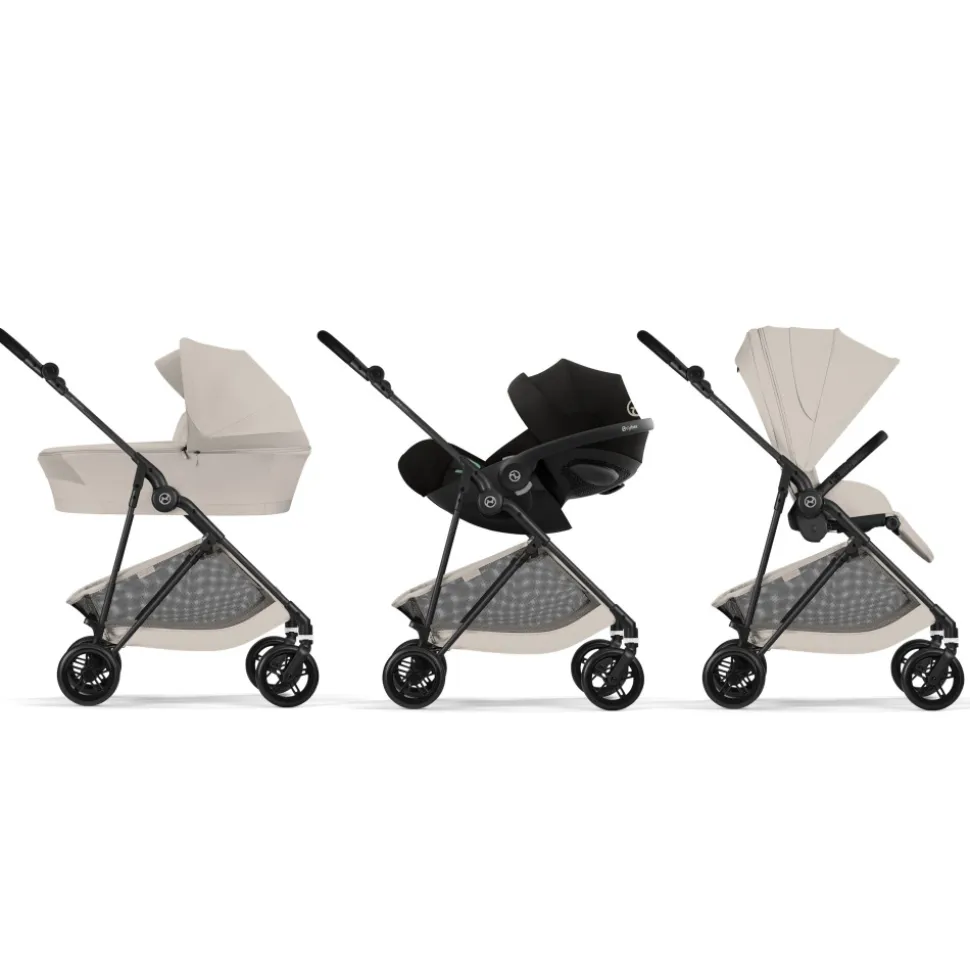 Poussette trio melio carbon 6 dune grey avec siège auto cloud g i-size et nacelle