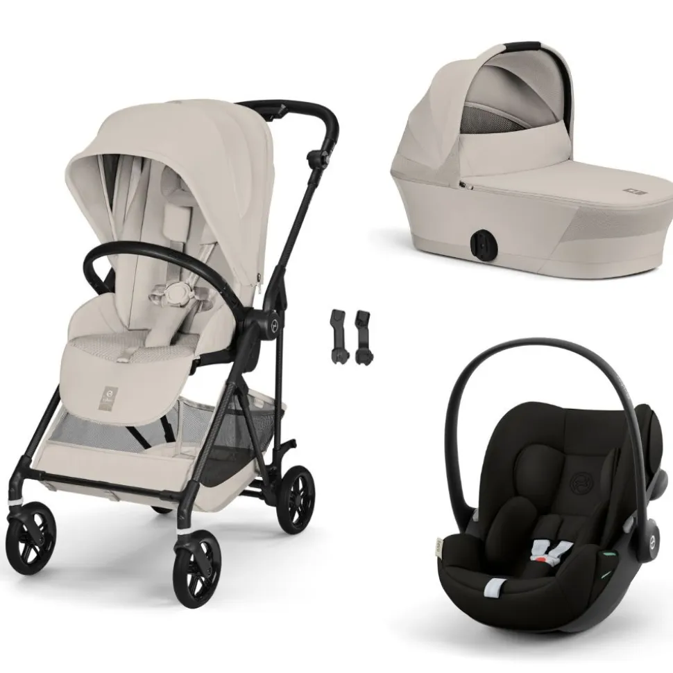 Poussette trio melio carbon 6 dune grey avec siège auto cloud g i-size et nacelle