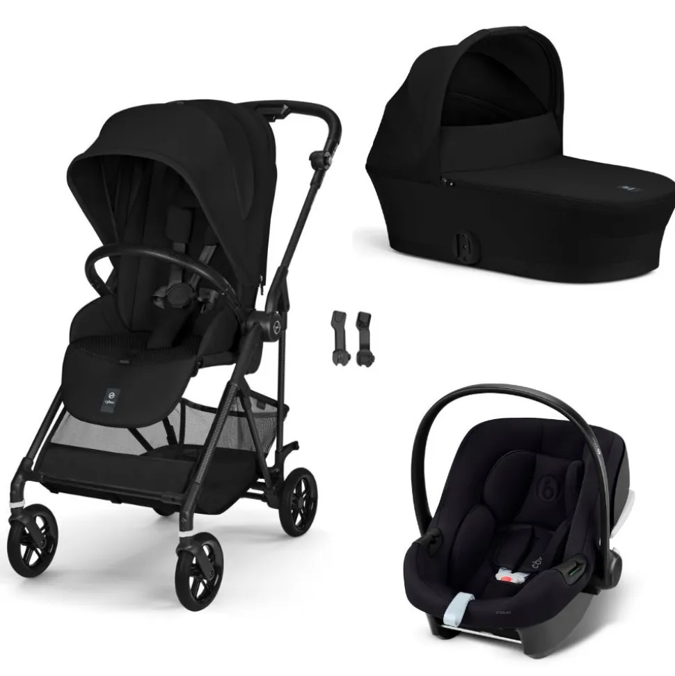 Poussette trio melio carbon 6 magic black avec siège auto aton b2 i-size et nacelle