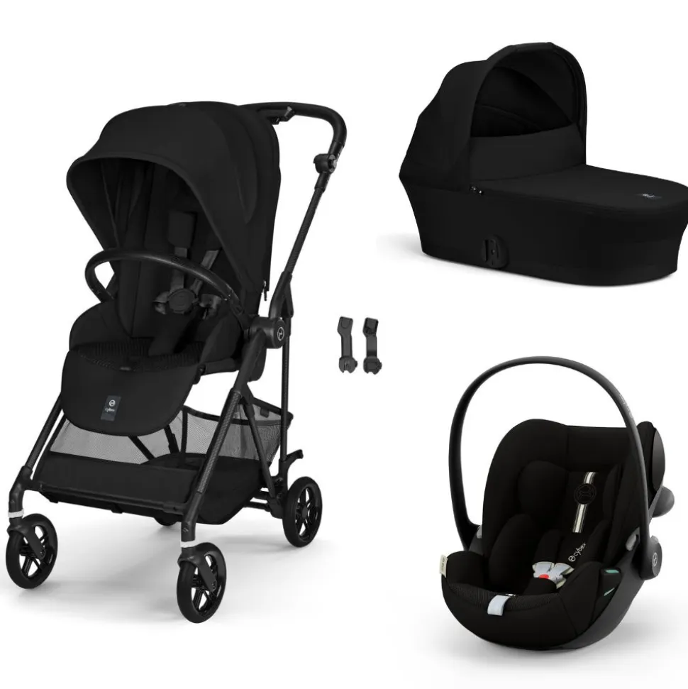 Poussette trio melio carbon 6 magic black avec siège auto cloud g3 i-size tissu plus et nacelle