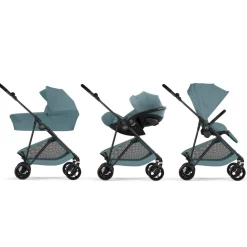 Poussette trio melio carbon 6 stormy blue avec siège auto aton b2 i-size et nacelle