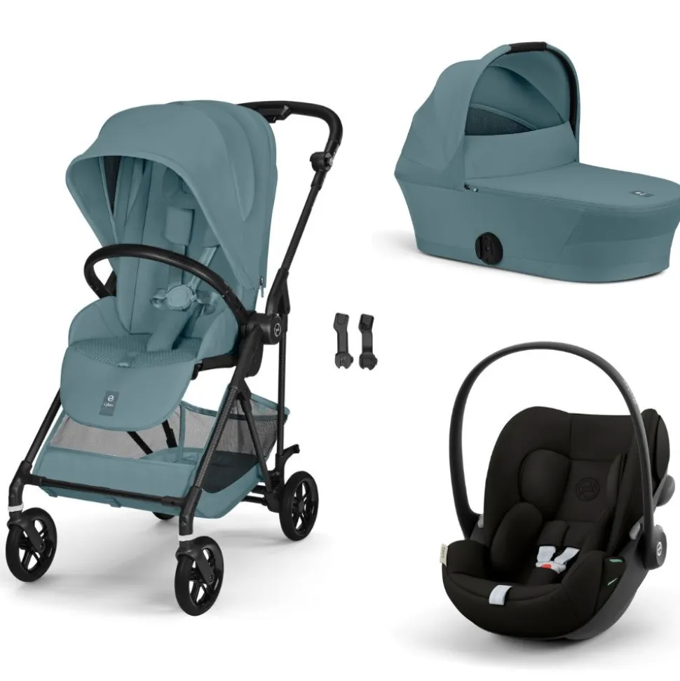 Poussette trio melio carbon 6 stormy blue avec siège auto cloud g i-size et nacelle