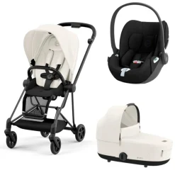 Poussette trio mios 3 off white châssis matt black + cloud t i-size + nacelle luxe