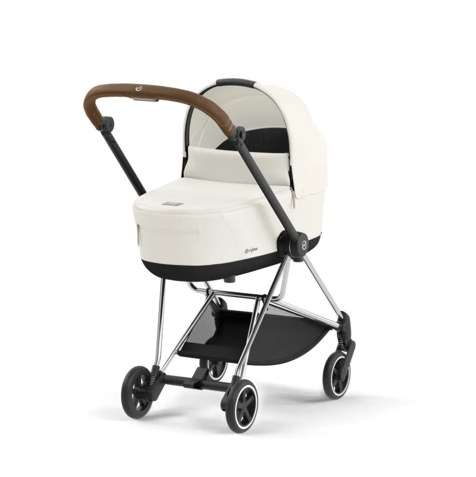 Poussette trio mios 3 off white châssis chrome brown + cloud t i-size + nacelle luxe