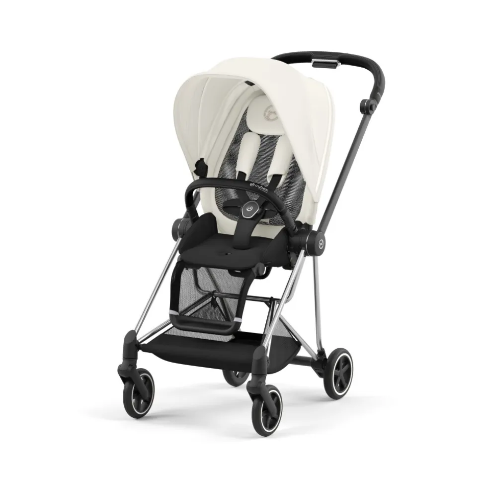 Poussette trio mios 3 off white châssis chrome black + cloud t i-size + nacelle luxe