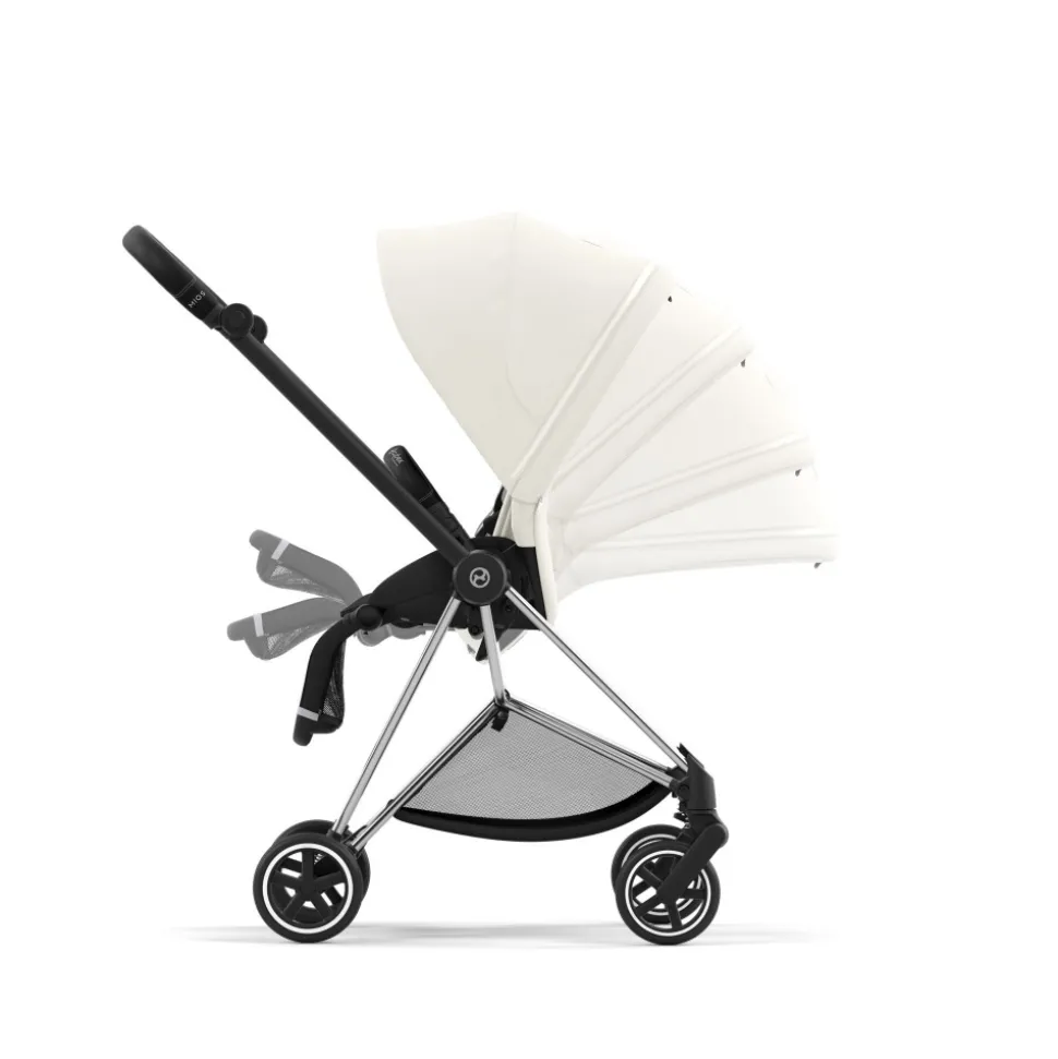 Poussette trio mios 3 off white châssis chrome black + cloud t i-size + nacelle luxe