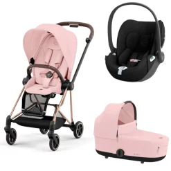 Poussette trio mios 3 peach pink châssis rose gold + cloud t i-size + nacelle luxe