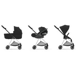 Poussette trio mios 3 peach pink châssis chrome black + cloud t i-size + nacelle luxe