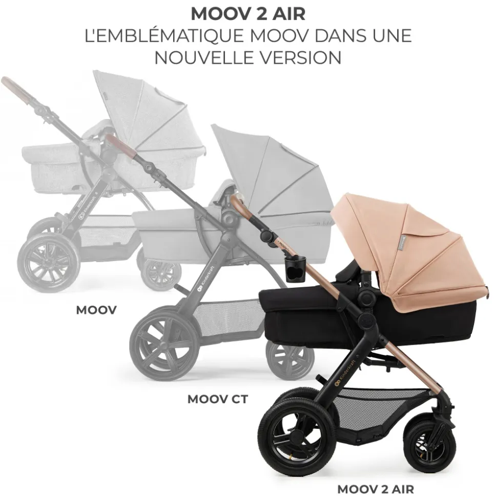 Poussette trio moov 2 air wheels avec base sand beige