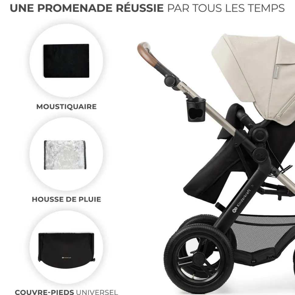 Poussette trio moov 2 air wheels avec base moonlight grey